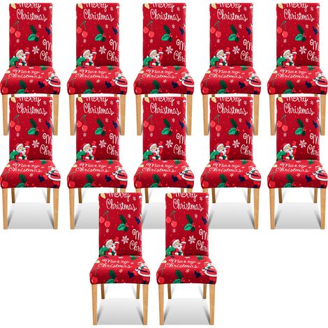 Randaco Stuhlhussen Weihnachten Weihnachten Stuhlbezug Digitaldruck Elastische Sitzbezüge Stretch Hohe Rückenlehne Schonbezüge für Christmasel Bank 12er (1/5)