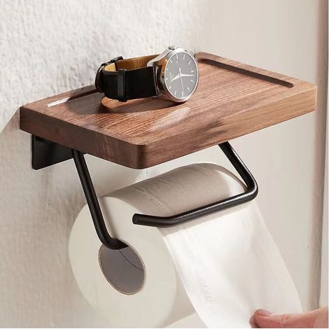 Toilettenpapierhalter Walnussholz, ohne Lochung, schwarz, konkav, 200 mm, 1 Stange (1/4)