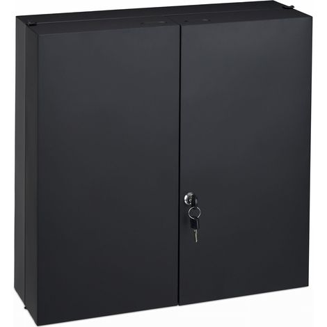Armoire à pharmacie XXL murale verrouillable rangement médicaments 11 étagères en acier anthracite (1/5)