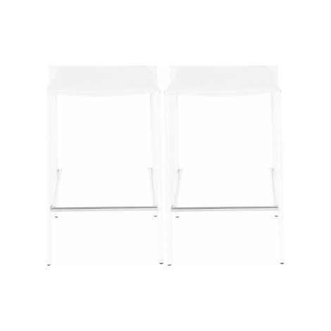 Lot de 2 chaises de bar en cuir recyclé coloris blanc - BORA BORA (1/4)
