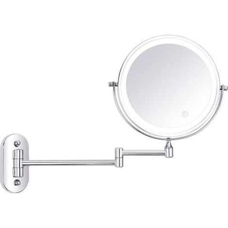 Miroir de maquillage mural, miroir grossissant éclairé, miroir mural double face grossissement 1X/10X, miroir cosmétique extensible pivotant à 360°, chargement USB (1/4)