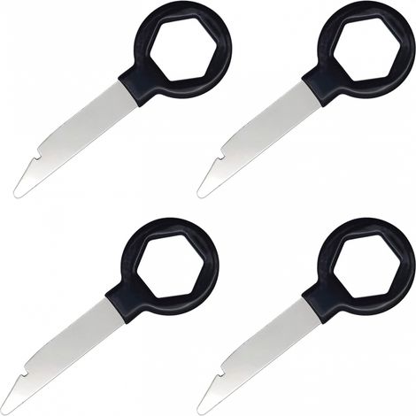 Clé d'extraction pour autoradio (lot de 4) - Clés d'extraction pour tiroir d'autoradio - Compatible avec les autoradios 2 DIN VW, Audi, Seat, Skoda, (1/4)