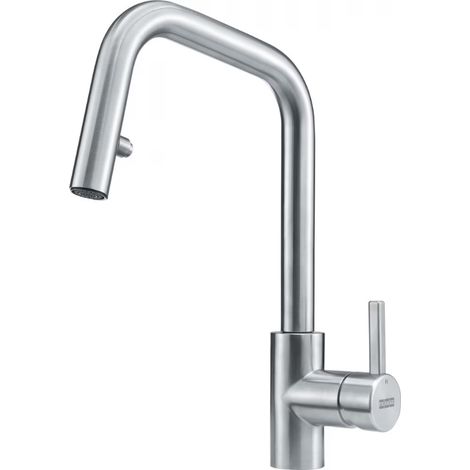 Franke Küchenarmatur Kubus Auszugsbrause Hochdruck Edelstahl massiv ausziehbarer Schlauch mit Brausefunktion (1/2)