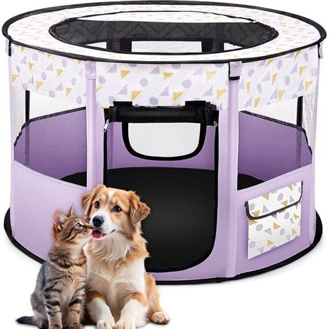 Tragbarer Laufstall für Haustiere, faltbarer Laufstall für Katzen, ideal für Reisen im Innen- und Außenbereich, für Welpen, Kätzchen, Kaninchen (1/4)