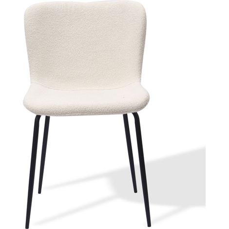 Chaises de salle à manger modernes avec dossier rond haut,housse en tissu et pieds métalliques (3 couleurs) Ensemble de 2-Mi (1/5)