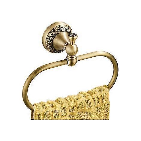 Ovaler Handtuchring aus antikem Messing mit aufwendigem Muster, Wandhalterung für Handtücher, Badezimmer und Küche, gebürstete Bronze