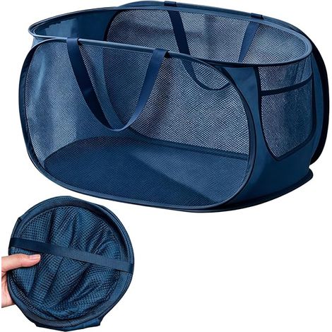 Paniers à Linge Pliable 70L Corbeille à Linge Sale avec Poignées Pop Up Panier Rangement Linge Grand Capacité pliable Portable Laverie Buanderie Maison Dortoir Bleu Marine (1/5)
