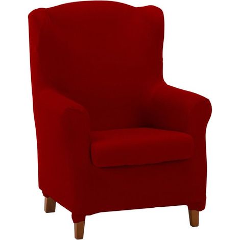Housse de Fauteuil à Oreilles Duplex matelassée et Ultra-ajustée Housse de Fauteuil à Oreilles Duplex Extensible, Couleur Rouge 100% fabriquée en Espagne (1/4)