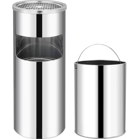 vidaXL Papelera con cenicero 30 L Acero Inoxidable (1/5)
