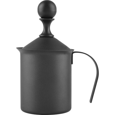 Manueller Milchaufschäumer aus Edelstahl mit Doppelsieb für Cappuccino (400 ml) (1/5)