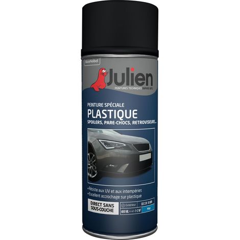 Peinture aérosol pour Plastique de Véhicules - Mat Noir - 400 ml - Julien