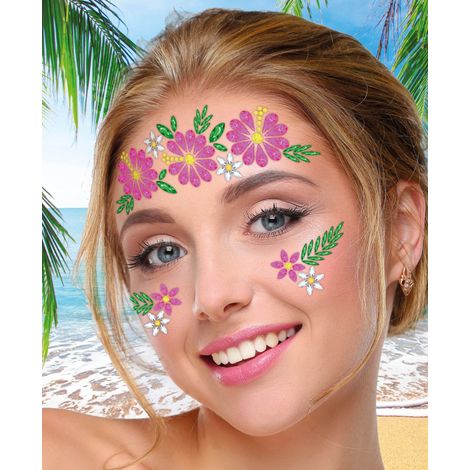Autocollants Bijoux Décoration Visage FLEURS (1/3)