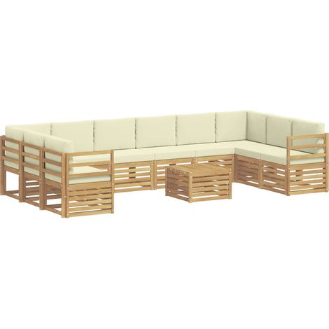 Outdoor Sofa Set with Cushion 11 pcs White and Cream Polyester vidaXL (1/5)