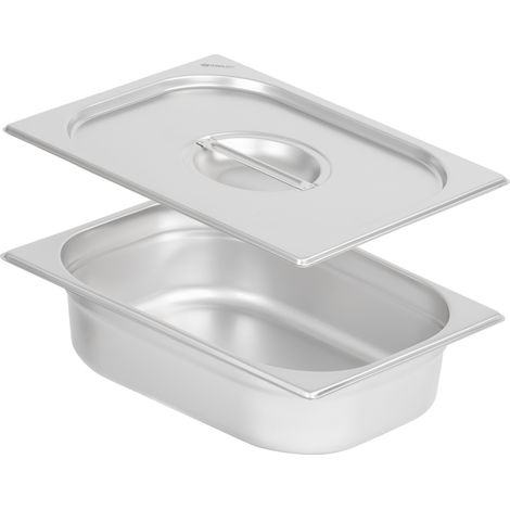 Mahlzeit GN Behälter 1/2 mit Deckel, Höhe 100 mm, Edelstahl Wärmebehälter, Geeignet für Chafing Dish