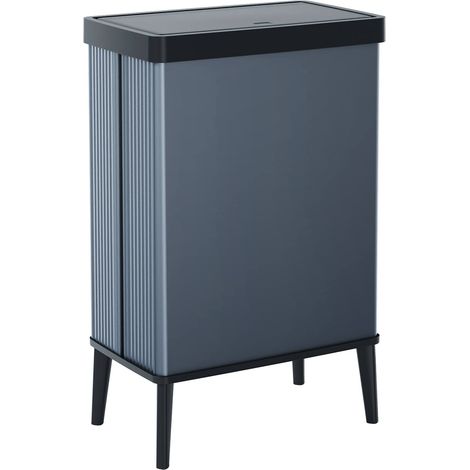 Dmora - Contenedor de basura Scillato, Cubo de la basura, Papelera para recogida selectiva de residuos, Gabinete de basura, 44x27 h69 cm, Azul