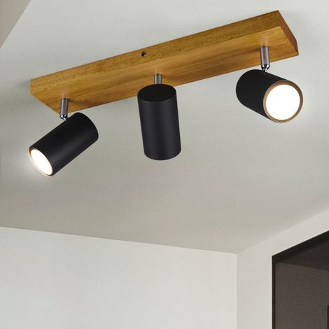 LED Deckenleuchte Holz / Metall – Schwarz & B Produktbild-Vorschau 2