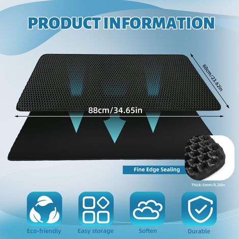 Tapis de litière pour chat double couche imperméable design nid d'abeille anti-dérapant tapis de litière piégeage litière propre tapis de sol pour maison de toilette chat (1/5)