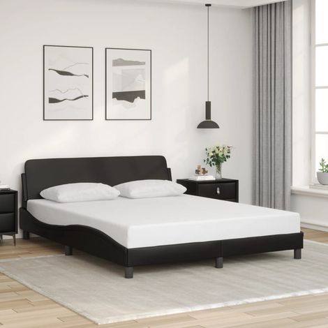 Cadre de lit sans matelas-Structure de lit noir 160x200 cm similicuir 486785 (1/5)