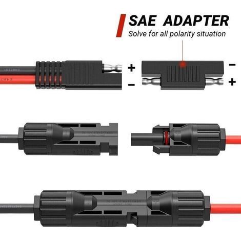 MC4-auf-SAE-Adapter für Solarpanel auf 10 AWG SAE-Kabel – 50 cm Solarpanel-Batterieladegerät-Set für Wohnmobile (1/3)