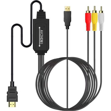 Adaptateur RCA vers HDMI – Convertisseur AV/HDMI 1080p pour TV et projecteur (1/5)