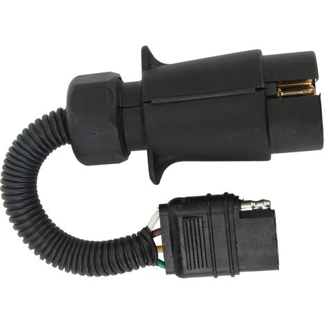 Adaptateur de faisceau de câblage pour remorque, connecteur rond 7 broches (norme européenne) vers connecteur plat 4 broches (norme américaine) en laiton ABS, compatible avec les feux de camping-car. (1/5)