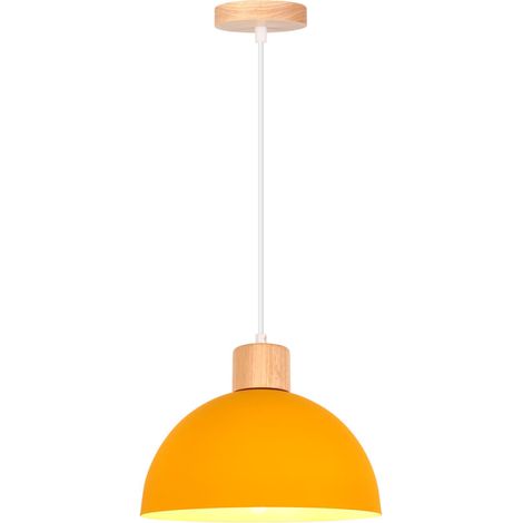 Lustre En Métal Vintage Suspension Luminaire Moderne Lampe À Suspension D'Intérieur Simple E27, Jaune Pour Restaurant Cuisine (1/5)