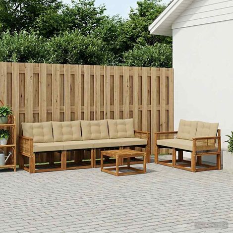 vidaXL Outdoor-Sofagarnitur mit Kissen 7 pcs Natur und Beige (1/5)
