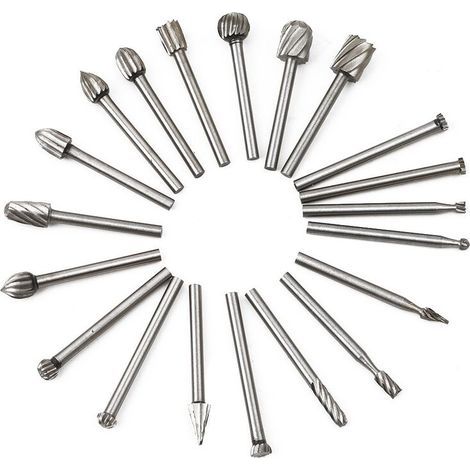 Rotationsfräser-Set – 20 HSS-Fräser für Holzbearbeitung mit 3-mm-Schaft / Zubehör für Rotationswerkzeuge (1/5)