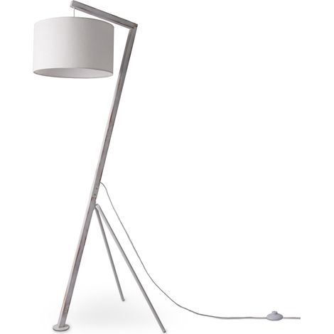 Paco Home Lampadaire Lampe À Poser Salon Abat-Jour Lampe De Lecture Chevet Potence Lampadaire - Blanc, Blanc (Ø38cm)