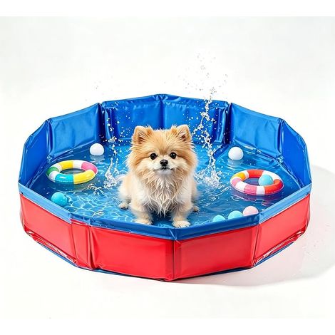 Faltbarer Hundepool, Kleintierpool, tragbare, rutschfeste Badewanne für Hunde und Katzen, Planschbecken für kleine Hunde und Katzen, 50 x 10 cm (1/5)