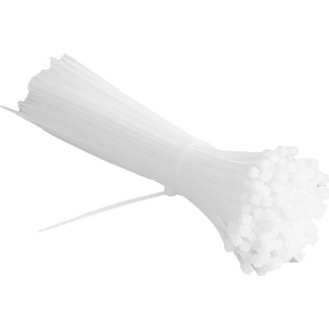 Beyamis Lot de 1000 attaches de câble en nylon blanc, épaisses, sûres, antidérapantes, pratiques et résistantes à la chaleur. Largeur : 1,8 mm / 0,07 po (1/5)