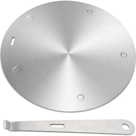Plaque d'adaptation pour cuisinière à induction Ø 24 cm, plaque d'adaptation pour casseroles standard, en acier inoxydable, avec poignée amovible, plaque d'adaptation pour cuisinière à induction, répa (1/5)