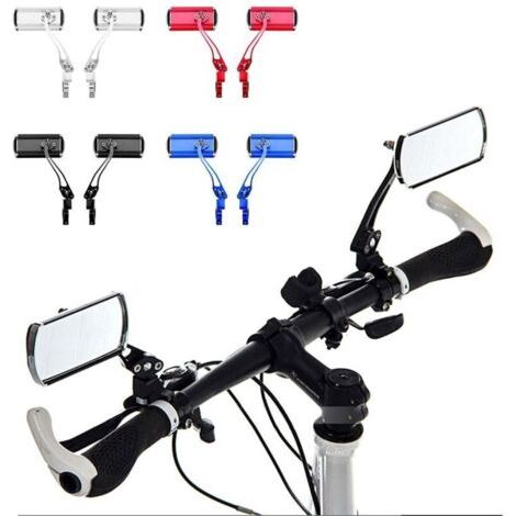 Rétroviseurs de guidon de vélo de montagne (argent), moto, conversion de vélo, miroirs en aluminium, réflecteurs de sécurité (1/4)