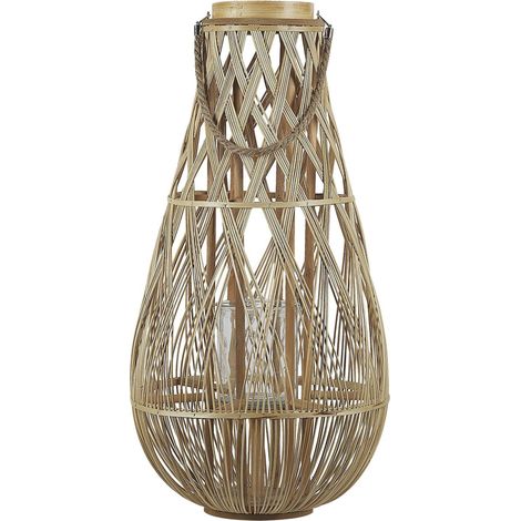 Lanterne au Style Africain 77 cm de HauteurFabriqué en Bambou Naturel pour Extérieur et Intérieur Boho et Scandinave Beliani (1/5)