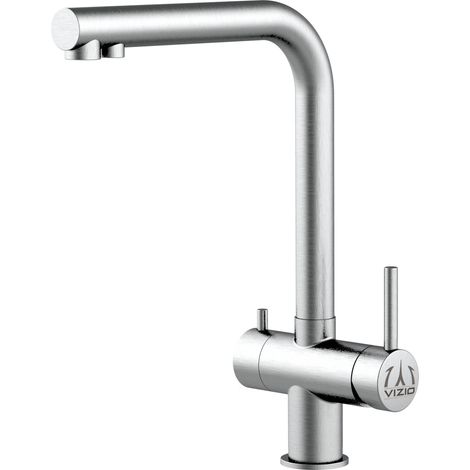 Robinet de Cuisine Mitigeur 3 voies en ACIER INOXYDABLE CHIRURGICAL 316 brosse mat robinet bec pivotant 360 VIZIO (1/4)
