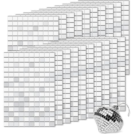 3000 Pièces Mosaique miroir auto-Adhésif,Autocollants Carrés en Mosaïque de Verre Mini Autocollants Miroir pour DIY Disco Party DIY Decor - 10 x 10 mm (1/5)