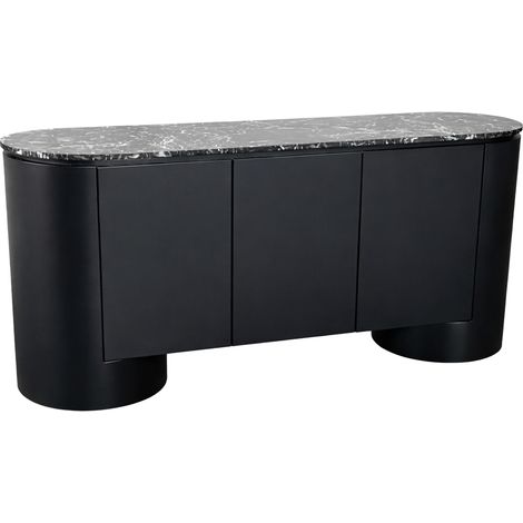 SORAN - Buffet 3 portes plateau en marbre d'ingénierie noir et blanc (1/3)