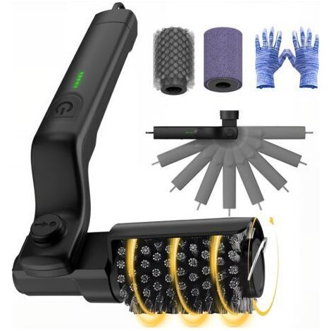 QORVA-Brosse électrique pour barbecue, brosse électrique sans fil et rechargeable, nettoyeur de barbecue électrique réglable à 180° et rotatif à 360° (1/5)