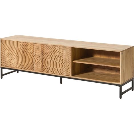 Mobile Tv in legno di acacia 180x40x55 laccato naturale MARRAKESCH 105