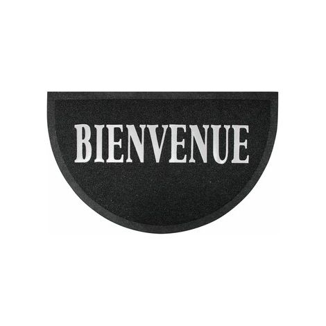 Tapis d'entree demi-lune 45 x 75 cm pvc maison Noir/Gris (1/3)