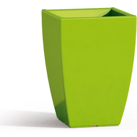 Vaso moderno di design 33x33 H50 in polimero verde resistente per interno ed esterno - Made in Italy - Monacis