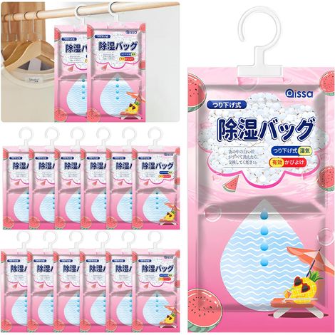 Lot de 12 Sachet Anti Humidité, Anti Humidité Placard, Absorbeur D'humidité, Sac De Déshumidification Suspendu, Anti Moisissure, pour Armoire, Cuisine, Chambre, Salle de Bain (1/5)