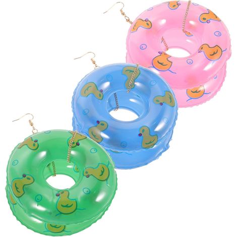 Boucles D'oreilles Pendantes de Natation Légères en Plastique et Résine, 3 Paires Style Punk pour Ambiance Estivale et Fêtes D' (1/5)