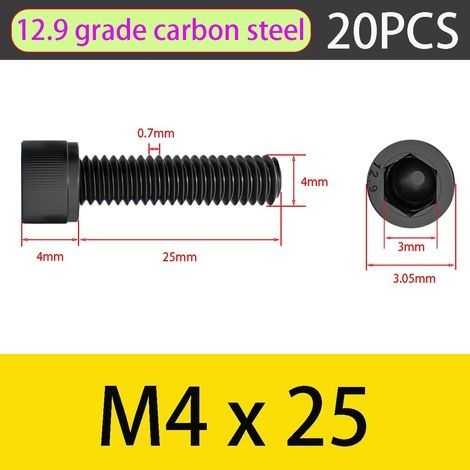 M4x25mm Vis à Tête Cylindrique, Boulons à Tête Hexagonale(Lot de 20), Entièrement Filetée Boulons en Acier au Carbone, Vis à Tête Cylindrique à Six Pans Creux (1/5)