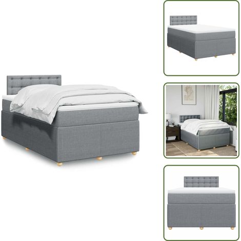 vidaXL Sommier à lattes de lit et matelas gris clair 120x190 cm tissu (1/5)