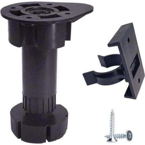 16 height-adjustable black plastic furniture feet with clips, kitchen furniture legs, cabinet feet, screws included (16)