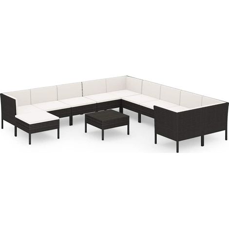 Maison Exclusive - Set Divani da Giardino 12 pz con Cuscini in Polyrattan Nero (1/5)