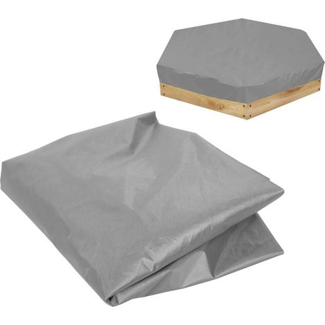 Couverture pour bac à sable Couverture hexagonale pour bac à sable Jouets de plage Couverture imperméable pour piscine avec cordon de serrage pour jardin extérieur Gris (1/5)