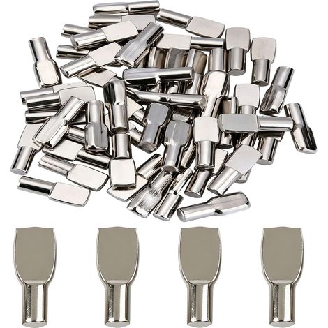 30PCS 7mm Cabinet Shelf Pegs Spoon Shape Shelf Support Pins Holders Bookshelf Furniture Shelve Nickel Plated Brackets for Kitchen Closet (1/5)