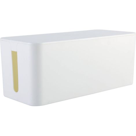 Cache Multiprise Boîte de Rangement pour Câbles Électriques Boite Cache Prise 32 x 13,5 x 12,7 cm Boite Rangement multiprise Blanc avec 2 Ouvertures Latérales (1/5)